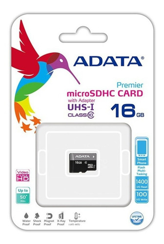 Tarjeta Micro Sdhc 16gb Adata Premier, Uhs-i, U1, Clase 10