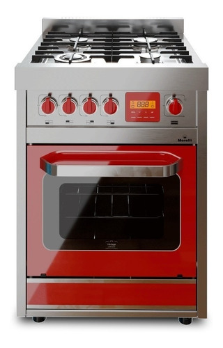 Cocina Morelli Vintage Touch 600 a gas/eléctrica 4 hornallas  roja 220V puerta con visor 73L