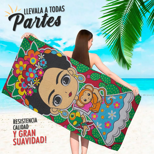 Toalla De Baño Completo Diseño Frida Kahlo Microfibra