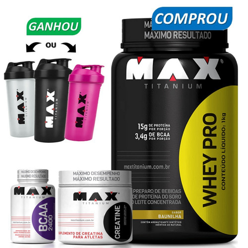 Combo Suplementos Para Academia Whey Pro Creatina Bcaa Max