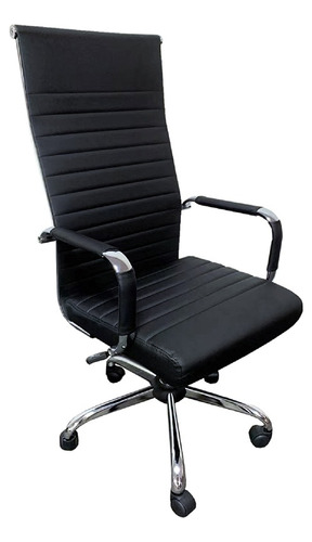 Silla De Escritorio Cromada Jd 329h C/cuero Sintetico Negro*