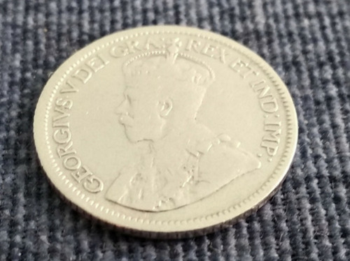 Moneda De Plata Extranjera 10 Cents Canadá 1929.