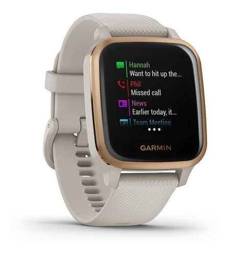 Smartwatch Garmin Venu Venu Sq - Music Edition 1.3" caja 40mm de polímero reforzado con fibra light sand, malla light sand de silicona y bisel rose gold de aluminio anodizado