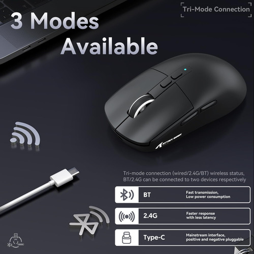 Mouse Gamer X6 Attack Shark Tri Mode 26000 Dpi Paw3395