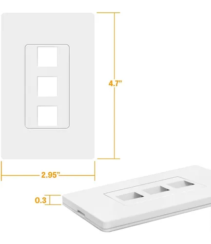 Placa De Pared Keystone Jack Rj45, Rj11, Cat6, 3 Puertos X5u