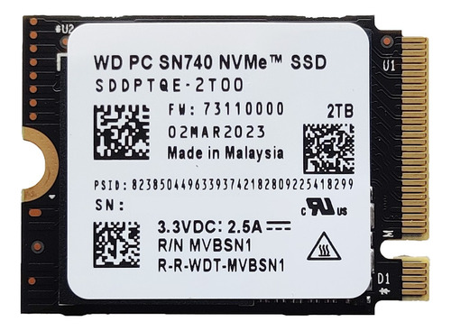 Unidad De Estado Sólido Wd Sn740 2tb 2230 Nvme Pcie4.0x4