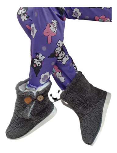 Pantufla Botita Mujer Polar Lisa Corderito Bianca Sheli 2226