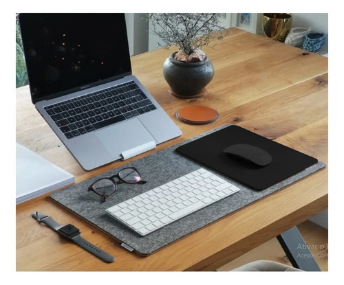 Deskpad Mousepad Em Feltro De Lã 70x30 + 2 Acompanhamentos