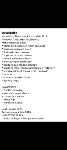 Ford Fiesta 1.6 Hatchback Mecánica