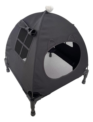 Pozico Cama Elevada Para Perro Con Toldo Negro, Cama No Incl