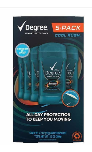 Degree Antitranspirante Hombre 5pack 76grsc\u Fragancia Cool Rush Scent