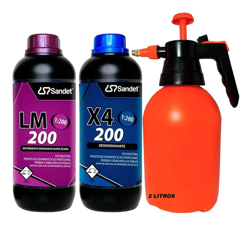 Lm 200 Desincrustante + X4 200 Desengraxante +pulverizador *