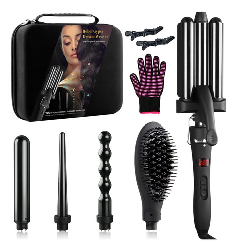 Set De Rizadores Wechip 5 En 1 Con Pelo Liso