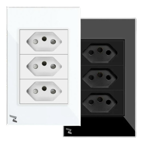Tomada Tripla Comum 10a E 20a 110v E 220v Vidro Novadigital Cor Branca