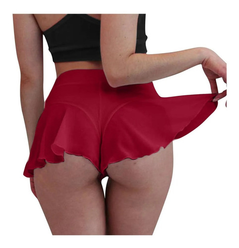 Pantalones Mujer Pole Dance Pantalones Cortos Con Volantes