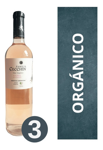 Imagen 1 de 10 de Vino Orgánico Malbec Rosé Bodega Familia Cecchin 3 X 750 Cc