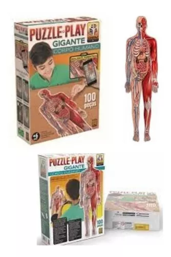 JOGO QUEBRA CABEÇA PUZZLE GIGANTE - CORPO HUMANO 100 PÇ - Babu