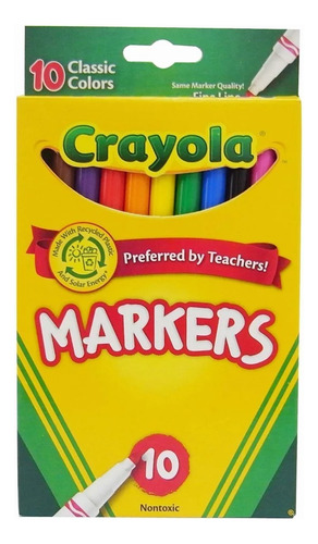 Plumones Delgados Crayola 10 Piezas Makers
