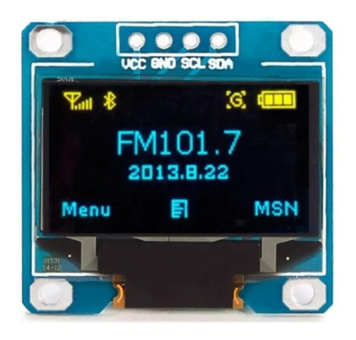 Display Oled 0.96 Azul E Amarelo Gráfico I2c 128x64 Arduino