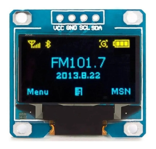 Display Oled 0.96 Azul E Amarelo Gráfico I2c 128x64 Arduino