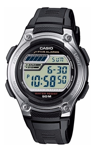 Reloj Casio Digital W-212h-1av Cronometro Alarma 50m Local Color de la malla Gris oscuro Color del bisel Plateado Color del fondo Gris claro