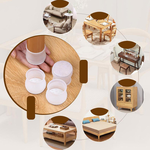 16pcs Silicón Mesa Silla Redondo Transparente (sin Fieltro)