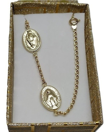 Pulsera Virgen Milagrosa Paris Eslabon Oro Lamin Dama 00031