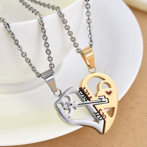 Collares Para Parejas Corazón Compartido Promesa De Amor