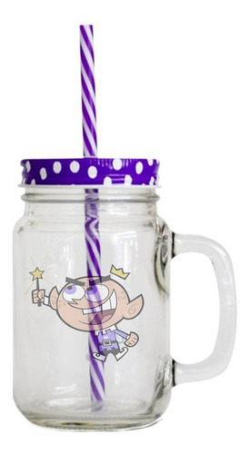 Vaso Vidrio Con Pitillo Dibujos Animados P1 R261