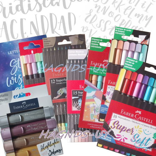 Kit Completo Lettering Punta Pincel Plantillas Cuaderno Lt