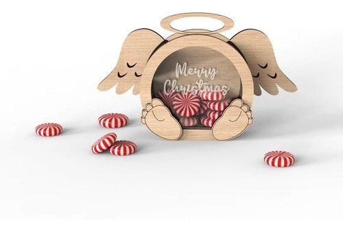 Caja De Angel Navidad En Madera Decoracion Regalo Sorpresa