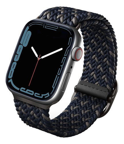 Correa Trenzada Para Apple Watch 46/45/44/42mm Aspen De Uniq Ancho De La Correa 2.2 Cm Color Azul Obsidiana