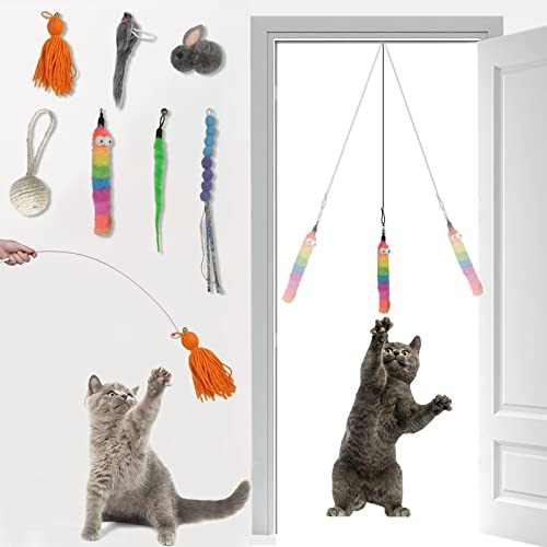 Pemoo Juguetes Gato Puerta Colgando Juguete Gato[9pcs Juguet