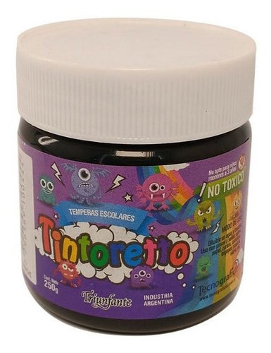 Tempera Negro Azabache Pote 250g Tintoretto 0044 Tecnografic