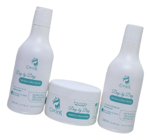 Kit Shampoo Mascara Condicionador 840ml Mirtilo Cavier