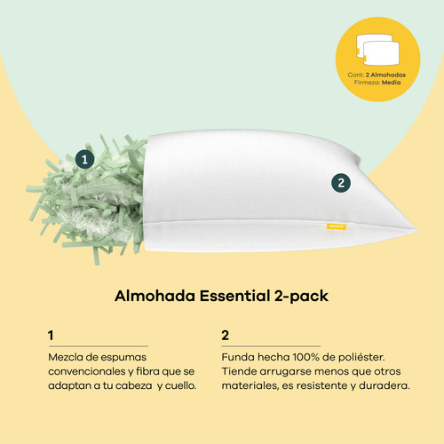 Colchón Nooz Original Individual Y 2 Almohadas Estándar Blanco