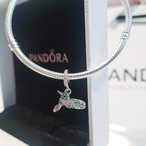 Imagen 9 de 10 de Pulsera Pandora Corazón Original Ale + Charm Picaflor Plata