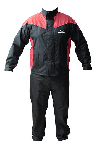 Impermeable Completo Mocociclista Talla Xg Negro Rojo Roda