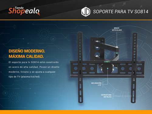 Imagen 3 de 8 de Soporte Para Tv Jd Modelo So814 De 32 A 60 Pulgadas Cuota -*