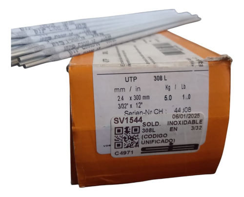 Electrodo Soldadura Acero Inoxidable 308l 3/32 Utp 1 Kg Gris