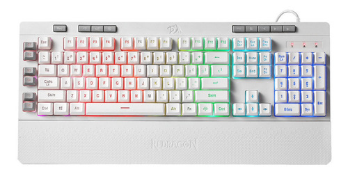 Imagen 2 de 5 de Teclado Gamer Membrana Shiva K512w Rgb Blanco Redragon Español Latinoamérica
