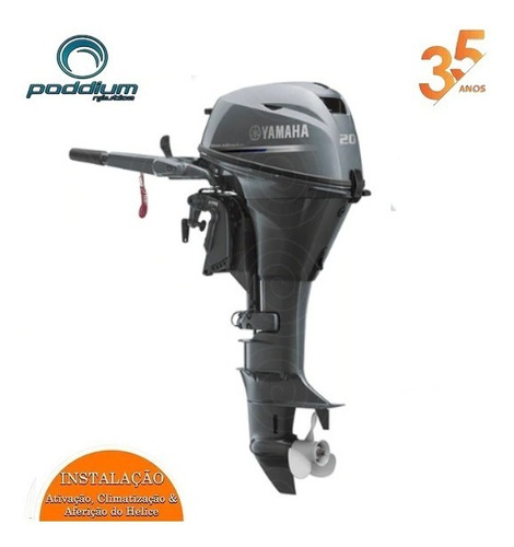 Imagem 1 de 8 de Motor De Popa Yamaha 4t F 20hp Bmhs Manual Poddium Náutica
