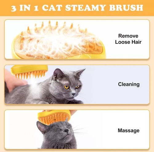Pente Escova Massagem Com Spray Elétrico Recarga Usb P Pets
