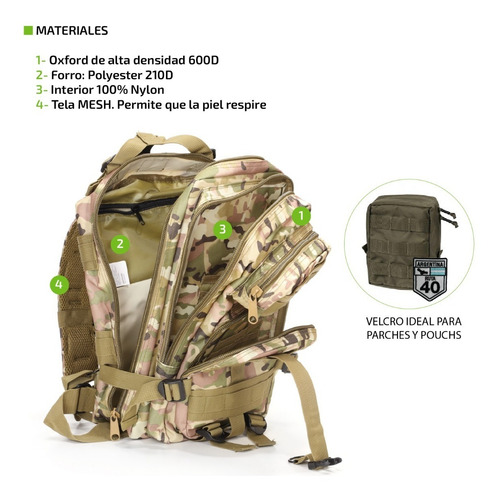 Imagen 6 de 8 de Mochila Tactica De Camping 30 Litros Femmto Mochilero Viaje