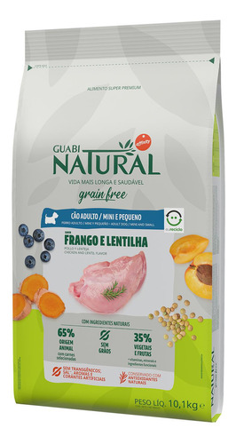 Guabi Grain Cão Adulto Mini Pequeno Frango Lentilha 10,1kg