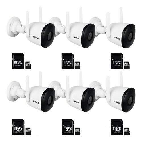 Kit 6 Câmera Mibo Intelbras Im5 Externa Wifi +6 Cartão 128gb