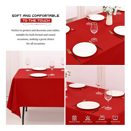 3unidades Mantel Rectangular Decoración Fiesta Hogar 3mx1.5m Rojo