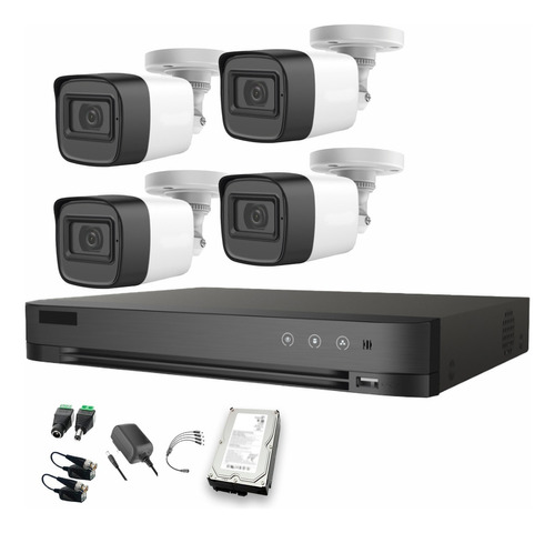 Hikvision Kit 4 Cámaras Seguridad Exterior + Hdd 500gb Metal Color Blanco