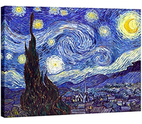 Wieco Art Starry Night Impresión En Lienzo De Van Gogh Repro