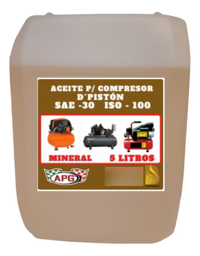 Aceite Para Compresor D Piston Sae-30 Iso-100 Hi-visc. 5lts